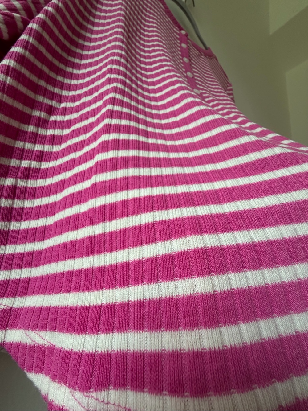 Women’s Sonoma pink-striped long-sleeve henley top - Picture 2 of 7